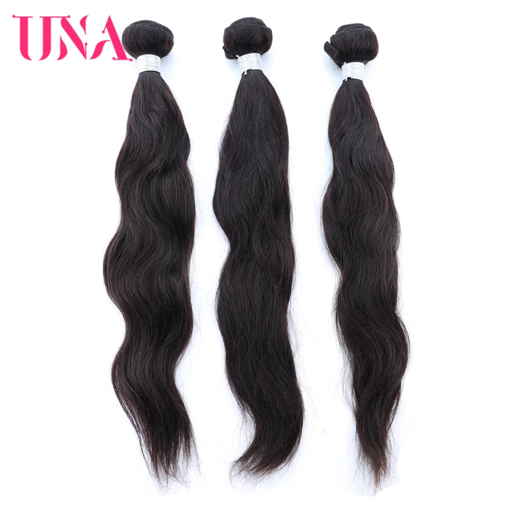 [UNA] Natural Wave 6A Low Ratio 8”-28” Indian Remy Hair Weave Natural Hair Weft Human Hair Bundles 100g