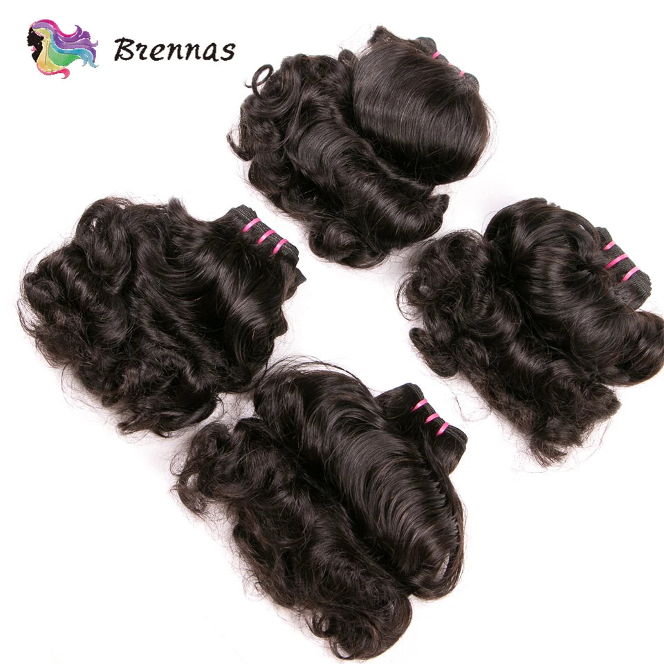 Double Drawn Human Hair Bundles Brazilian Funmi Hair Bouncy Curl 3 Bundles Deal Natural Color Human Hair Bundles Weave For Women