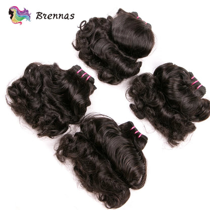 Double Drawn Human Hair Bundles Brazilian Funmi Hair Bouncy Curl 3 Bundles Deal Natural Color Human Hair Bundles Weave For Women