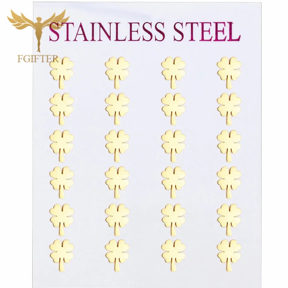 Wholesale Stainless Steel Earrings for Women Girl Animal Clover Flower Cat Bird Unicorn Bear Butterfly Dragonfly Dog Ear Studs