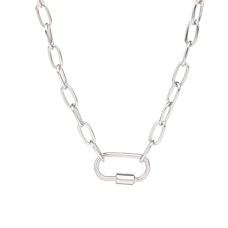 Necklace For Women Punk thick chain necklace zircon spiral Clasps pendant necklace women 2020 latest design charm jewelry
