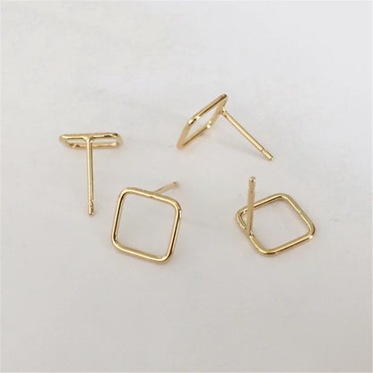 14K Gold Filled 8mm Square Earrings Minimalism Jewelry Gold Filled Stud Earrings Brincos Pendientes Oorbellen Boho Women Earring