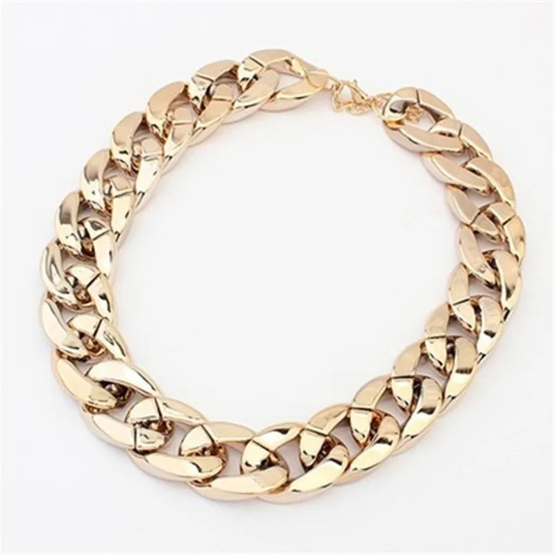 Female Fashion Hip Hop Short Necklaces Punk Gold Silver Color Thick Chain Statement Necklace Women Jewelry Wholesale