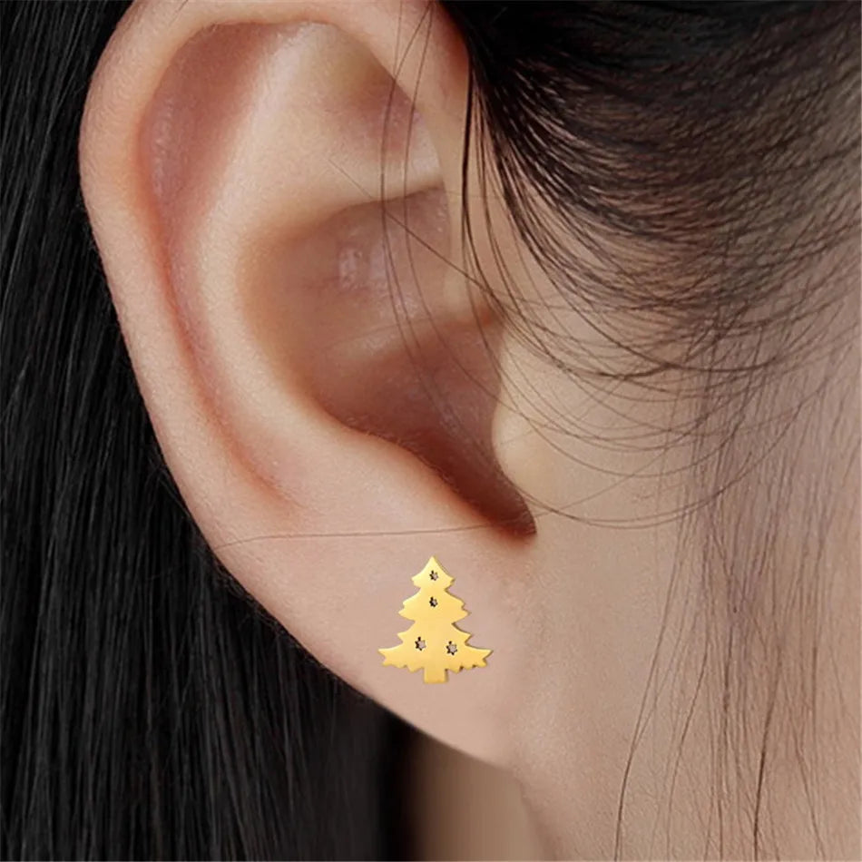 Wholesale Stainless Steel Earrings for Women Girl Animal Clover Flower Cat Bird Unicorn Bear Butterfly Dragonfly Dog Ear Studs