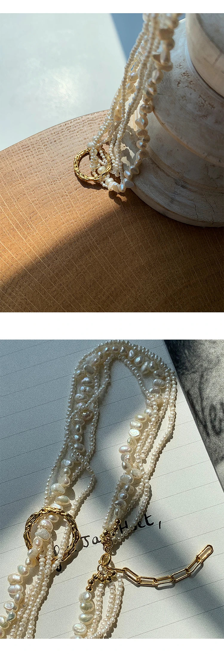 Natural Pearl Layered Necklace Women Wedding  Jewelry Runway Party Japan Souch Korea Fashion