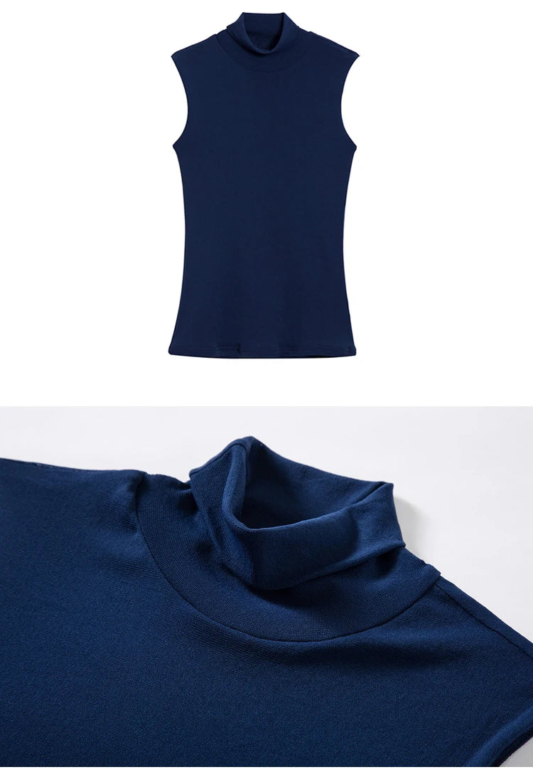 Summer Tops For Women 2025 Turtleneck Basic Sleeveless Lace Tank Tops Women Female Top Korean Tees Black White Blue