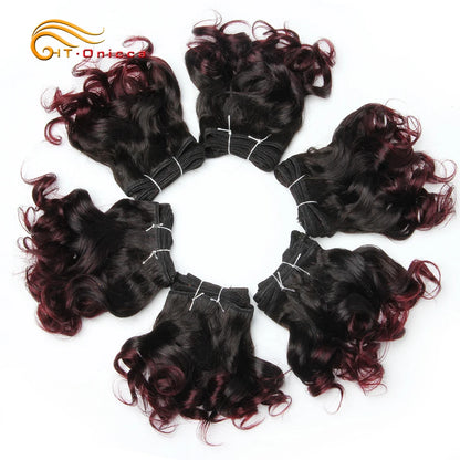 Curly Brazilian Hair Weave Bundles Bouncy Opran Curls Ombre Human Hair Bundles 8 Inch 6 Bundles Short Hair Extension