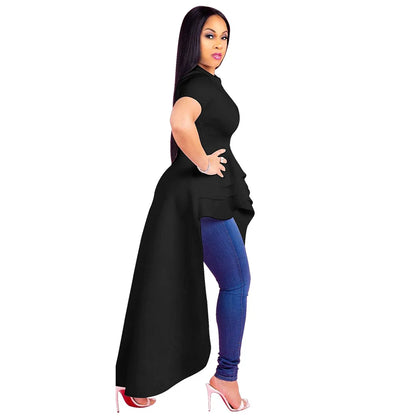 Fashion Evening Party Club Dress For Women Short Sleeve Irregular Ruffle Robe Dinner Dress Female African Clothing White Vestido