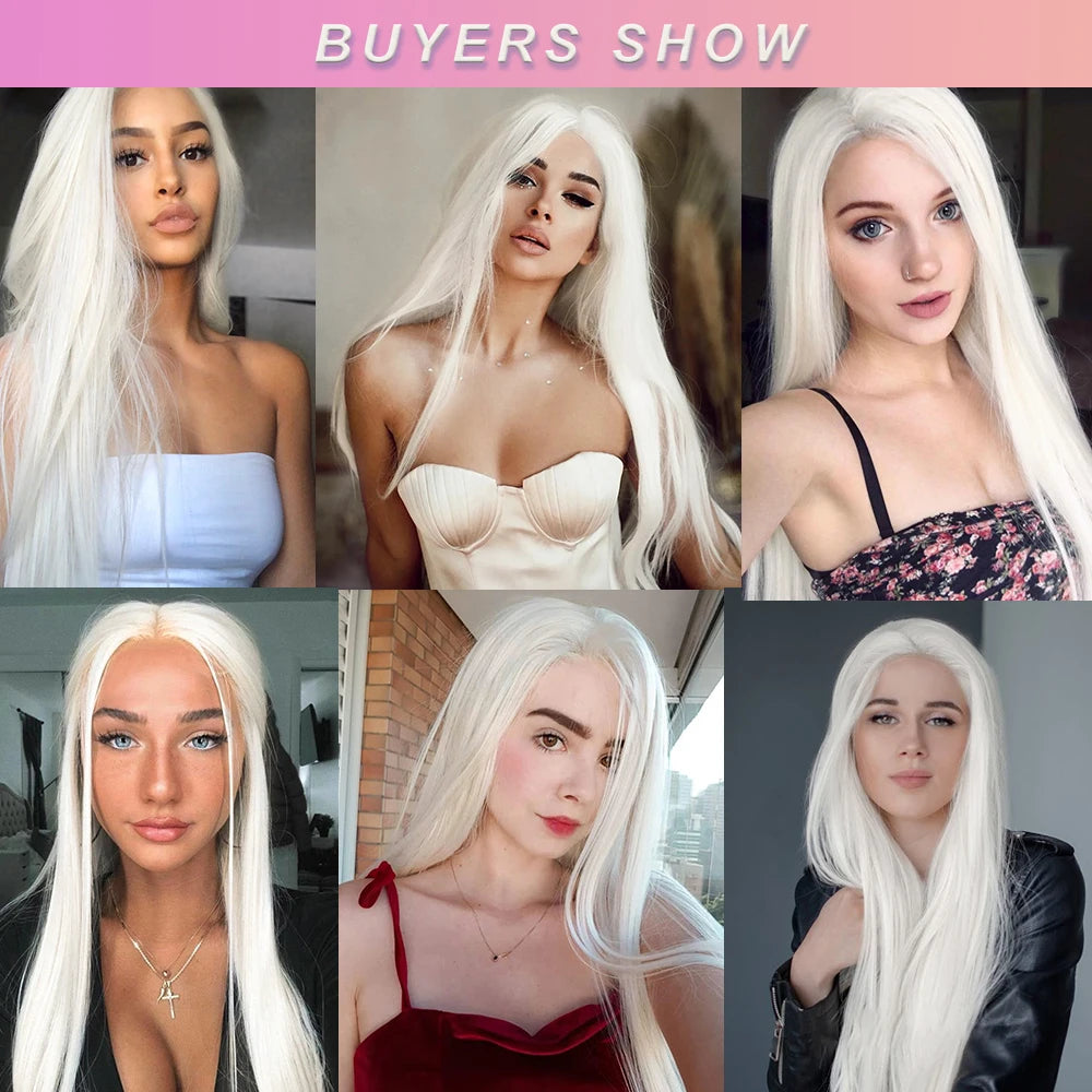 I's a wig Long Straight White Cosplay Wigs Synthetic Wigs for Women 60 613 Blonde Grey Pink Black Color for Daily Party Lolita