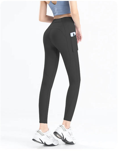 Women Yoga Pants Naked Feeling Stretchy Sports Tights Pocket High Waist Leggings Running Fitness Leggings Workout Gym Clothing