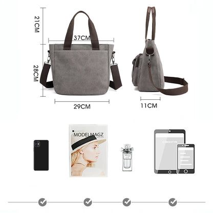 2024 Women Bag New Fashion Messenger Bag Women Shoulder Bag Canvas Handbag Purse Large Capacity Fashion Female Tote Shopping Bag