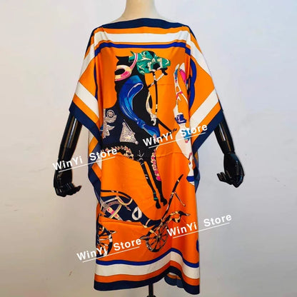 Printed Dresses For Women 2020 Fashion Design Loose Dress Batwing Maxi Long Femme Vestidos Summer Autumn Party Elegant Dress