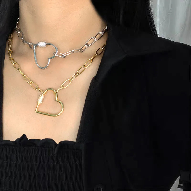 Necklace For Women Punk thick chain necklace zircon spiral Clasps pendant necklace women 2020 latest design charm jewelry