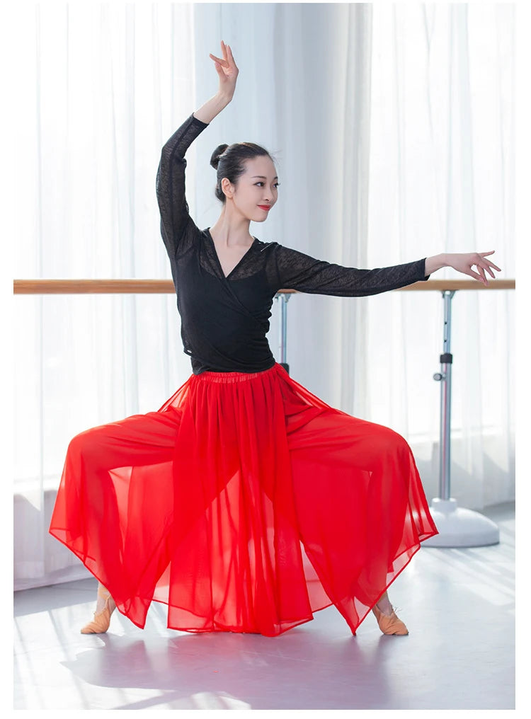 Modern Dance Training Pants Adult Classical Yoga Costumes Chiffon Elegant Wide-Legged Pants Form High Quality