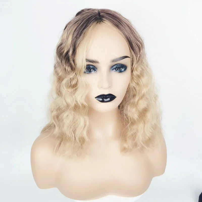 A Medium-length, Medium-length, Small Curly Wig for Women Made of Synthetic Fibers