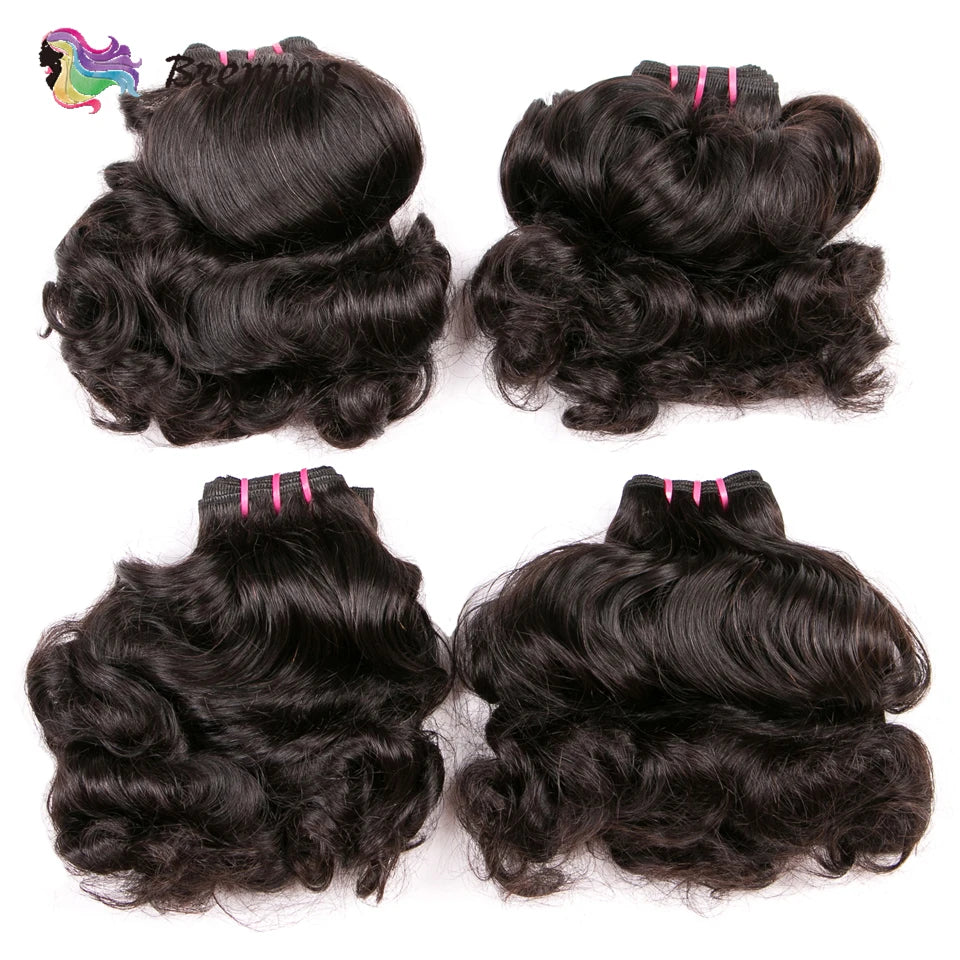 Double Drawn Human Hair Bundles Brazilian Funmi Hair Bouncy Curl 3 Bundles Deal Natural Color Human Hair Bundles Weave For Women