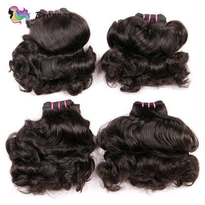 Double Drawn Human Hair Bundles Brazilian Funmi Hair Bouncy Curl 3 Bundles Deal Natural Color Human Hair Bundles Weave For Women