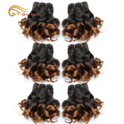 Curly Brazilian Hair Weave Bundles Bouncy Opran Curls Ombre Human Hair Bundles 8 Inch 6 Bundles Short Hair Extension
