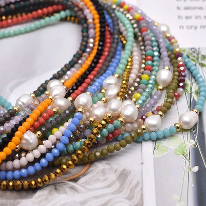 Simple Necklace Natural pearl Statement Short Chain Necklace For Women Seed Crystal glass beads Chain Necklaces Handmade Jewelry