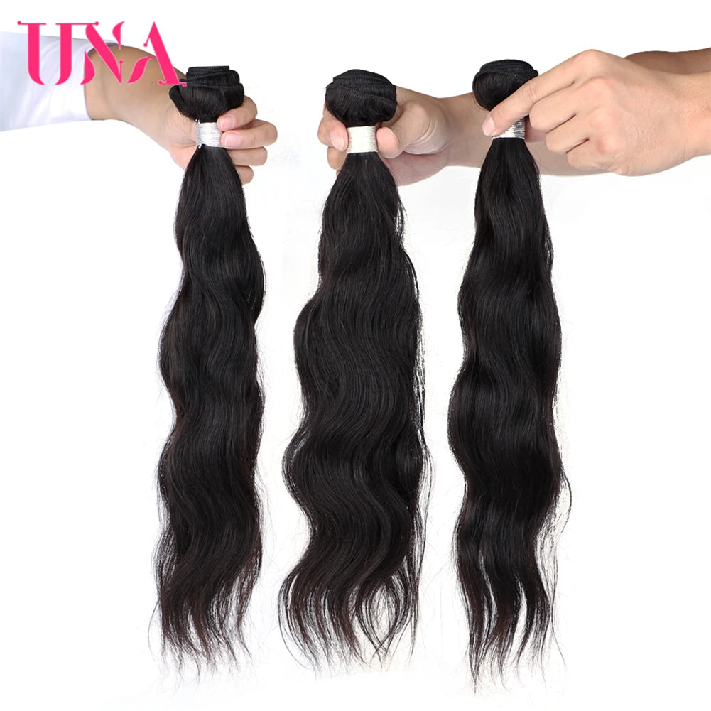 [UNA] Natural Wave 6A Low Ratio 8”-28” Indian Remy Hair Weave Natural Hair Weft Human Hair Bundles 100g