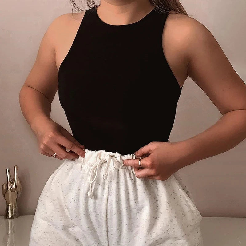 Sexy Tank Tops For Women White O Neck Sleeveless Corset Summer Off Shoulder Body Tops Streetwear Sexy Bodysuit Female Tank Top