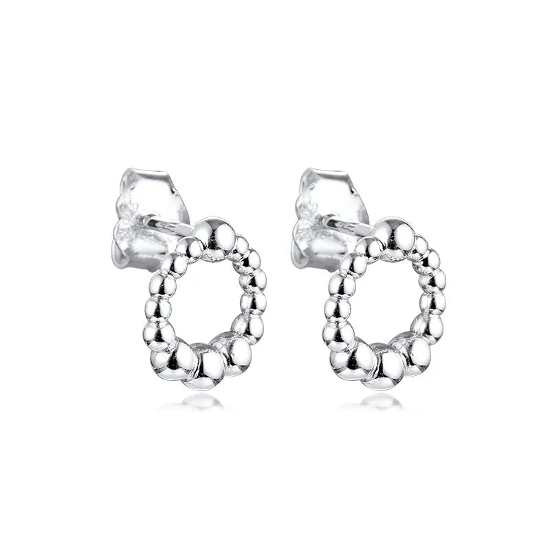 Beaded Circle Stud Earrings for Women Fashion Jewelry 925 Sterling Silver Earrings Female Classic Party Jewelry 2020 New Coming