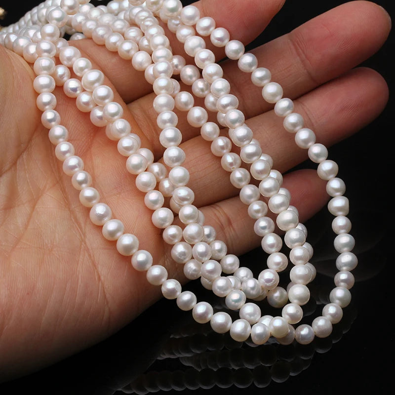 Women's Necklace White Natural Freshwater Round Long Pearl Necklace Bride Weddings Gift Pearl Sweater Chains