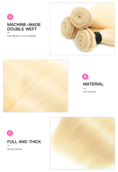 613 Blonde Colored Straight Human Hair Bundles 1 Pcs Double Drawn Raw Vietnamese Hair Bundles Weave Weft 22 24 26 28 30 32 Inch