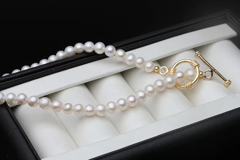 Women's Necklace White Natural Freshwater Round Long Pearl Necklace Bride Weddings Gift Pearl Sweater Chains