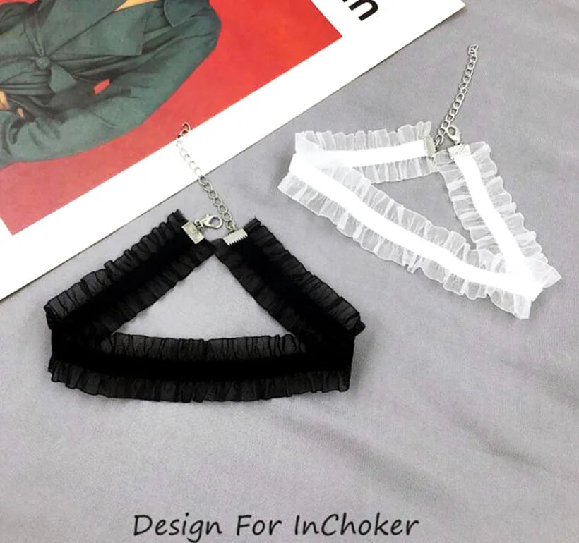 New Lace Collar Black White Necklace 2021 Black White Clavicle Choker INS Style Short Necklace for Women Jewelry Wholesale