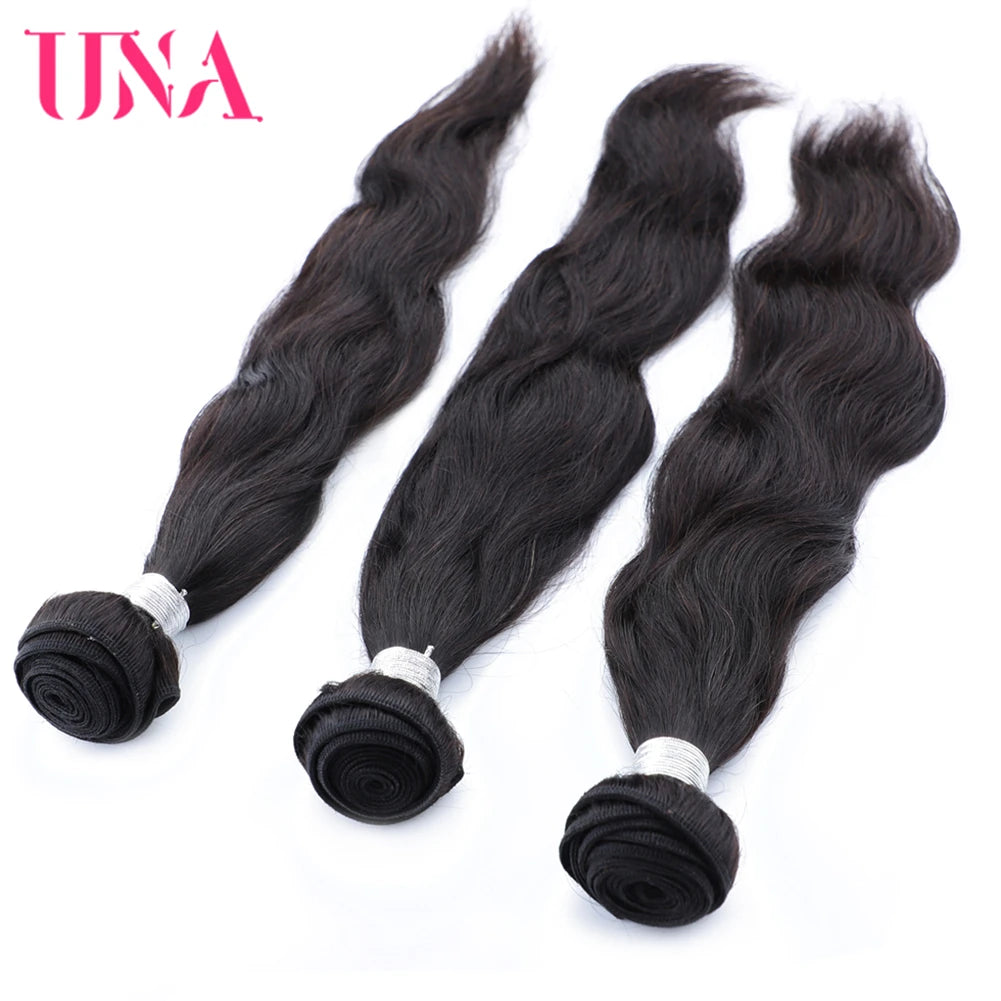 [UNA] Natural Wave 6A Low Ratio 8”-28” Indian Remy Hair Weave Natural Hair Weft Human Hair Bundles 100g