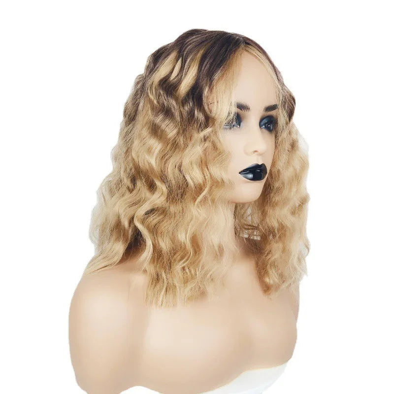A Medium-length, Medium-length, Small Curly Wig for Women Made of Synthetic Fibers