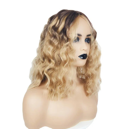 A Medium-length, Medium-length, Small Curly Wig for Women Made of Synthetic Fibers