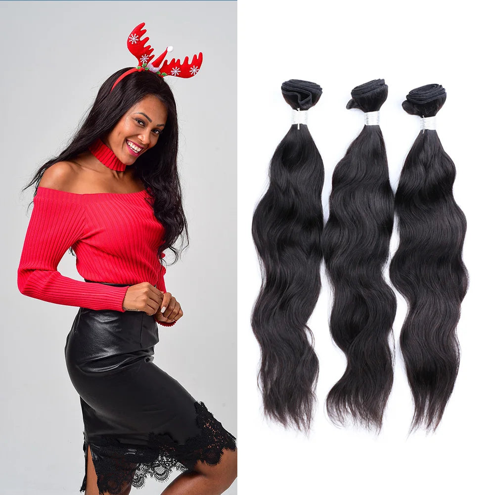 [UNA] Natural Wave 6A Low Ratio 8”-28” Indian Remy Hair Weave Natural Hair Weft Human Hair Bundles 100g