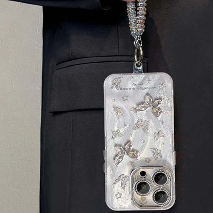 Metal Bracelet Butterfly Camera Lens Protection Film PC Mobile Phone Cover Case for Iphone X Xr Xs 11 12 13 14 15 16 Pro Max