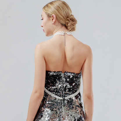 Sexy Women Pearl Shawl Necklaces Collar Shoulder Long Chain Pendants Necklaces Sweater Chain Wedding Dress Jewelry Accessories