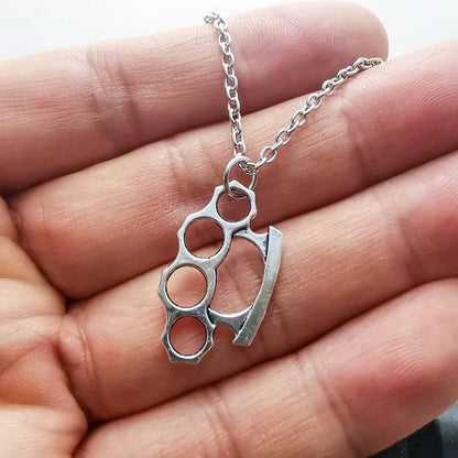 Brass Knuckles Pendant Necklace for Women Men Neck Chain Vintage Summer Gothic Goth Jewelry Trend 2022 Accessories Holiday Gifts