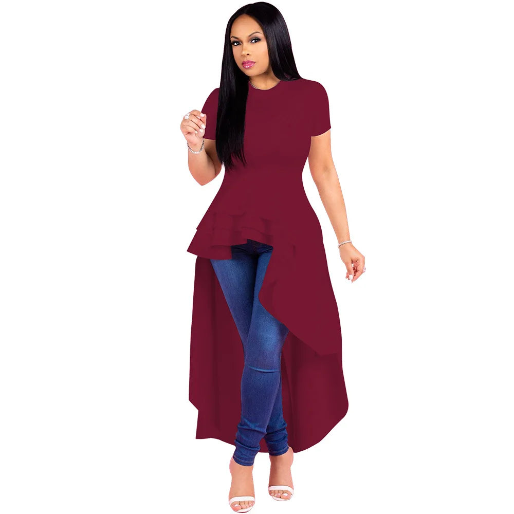 Fashion Evening Party Club Dress For Women Short Sleeve Irregular Ruffle Robe Dinner Dress Female African Clothing White Vestido