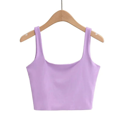 2022 Summer Women Sexy Sleeveless Tops Fashion Short Square Collar Tank Tops 6 Colors