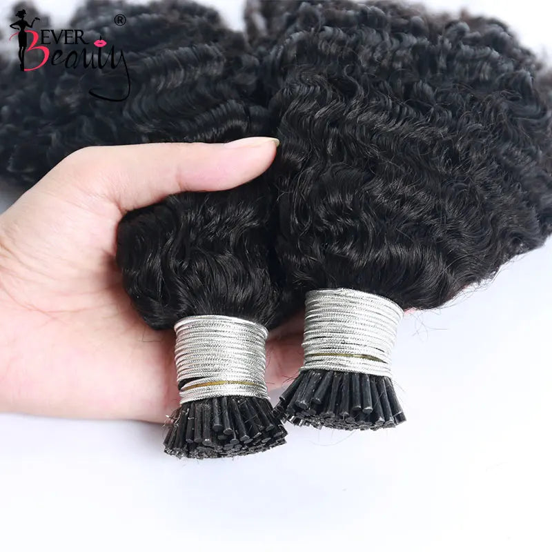 3B 3C Kinky Curly I Tip Microlinks Human Hair Extensions Brazilian Virgin Hair Weave Bundles I Tip Hair Extensions Ever Beauty