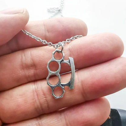 Brass Knuckles Pendant Necklace for Women Men Neck Chain Vintage Summer Gothic Goth Jewelry Trend 2022 Accessories Holiday Gifts
