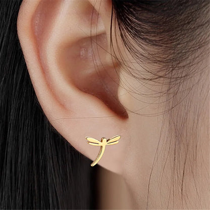 Wholesale Stainless Steel Earrings for Women Girl Animal Clover Flower Cat Bird Unicorn Bear Butterfly Dragonfly Dog Ear Studs