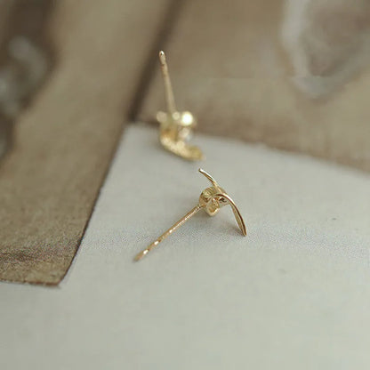 S925 Sterling Silver 14K Gold Plated Earrings for Women Inlaid Zircon Simple Rotating Earrings All-Match Jewelry