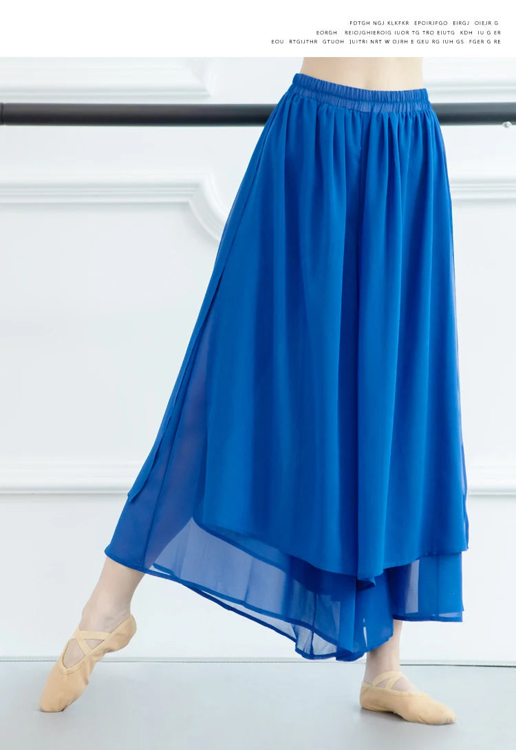 Modern Dance Training Pants Adult Classical Yoga Costumes Chiffon Elegant Wide-Legged Pants Form High Quality