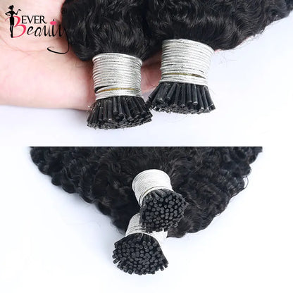 3B 3C Kinky Curly I Tip Microlinks Human Hair Extensions Brazilian Virgin Hair Weave Bundles I Tip Hair Extensions Ever Beauty