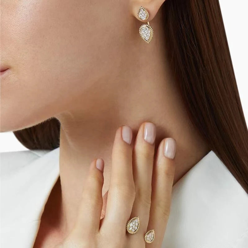 Brass With 18k Gold Detachable Double Eyes Earrings Women Jewelry Party Boho T Show Gown Runway Rare Korean Japan Trendy INS