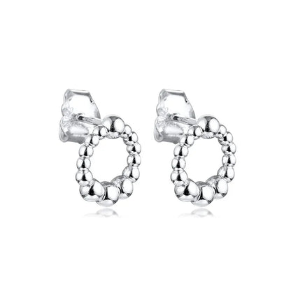 Beaded Circle Stud Earrings for Women Fashion Jewelry 925 Sterling Silver Earrings Female Classic Party Jewelry 2020 New Coming