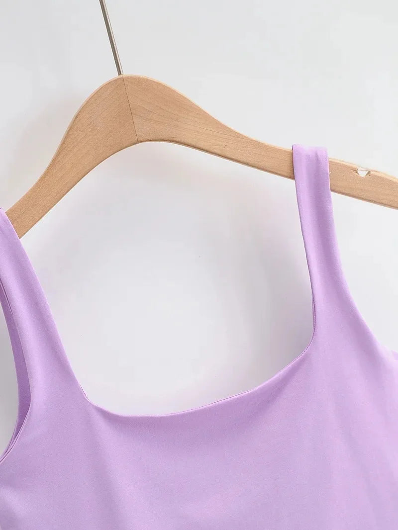 2022 Summer Women Sexy Sleeveless Tops Fashion Short Square Collar Tank Tops 6 Colors