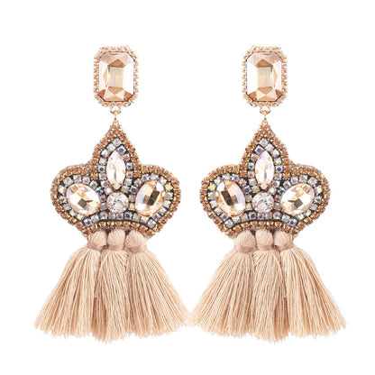 New Earrings Tassel Drop Earring Jewelry Earrings For Women Crystal Earrings Crown Dangle Earrings Long Earrings Boho Earings