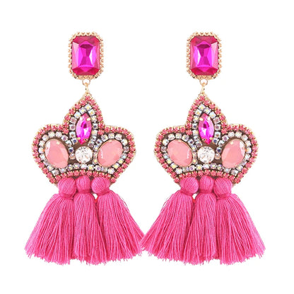 New Earrings Tassel Drop Earring Jewelry Earrings For Women Crystal Earrings Crown Dangle Earrings Long Earrings Boho Earings